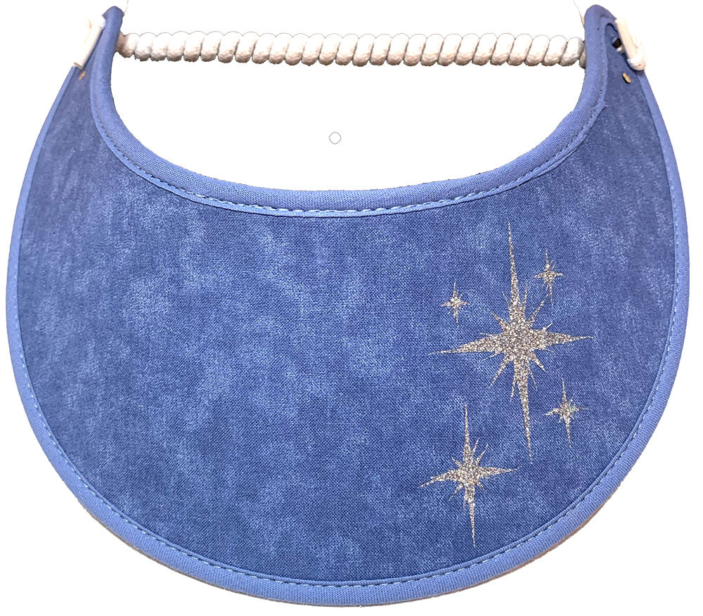 Christmas stars in silver glitz on sun visor