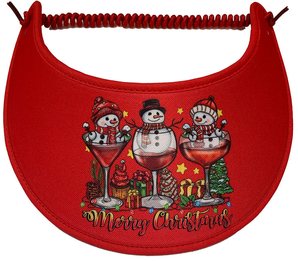 Snowmen on a Red Sun Visor waiting for Christmas