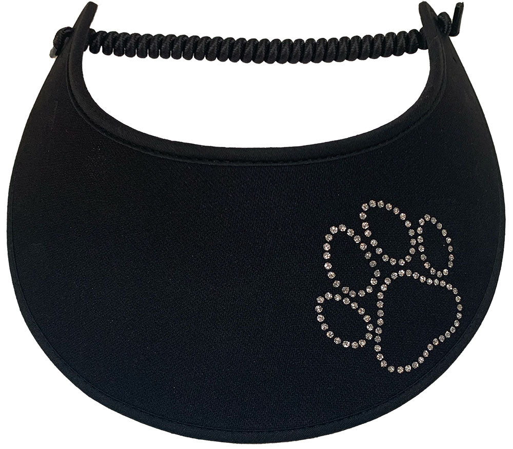 Dog Paw Print in Silver Glitz on Black Sun Visor