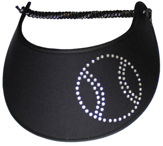 A Black sun visor with A rhinestone baseball