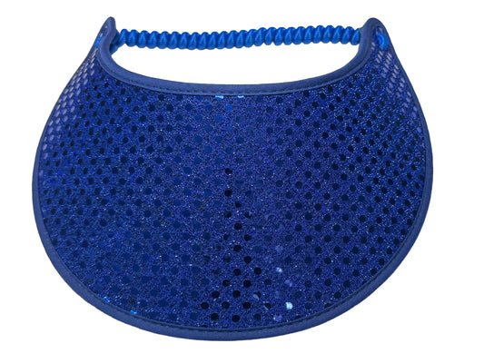 J160w Royal Blue Confetti Glitz Wide Brim Sun Visor