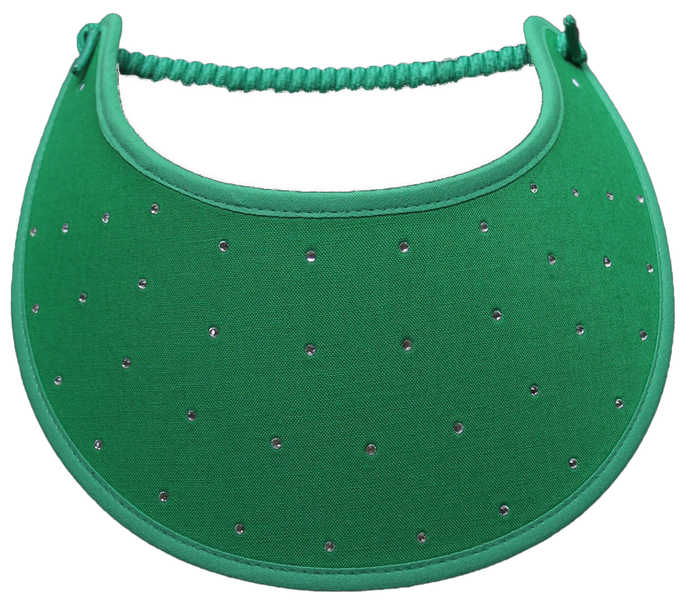 Rhinestones on Kelly Green Sun Visor