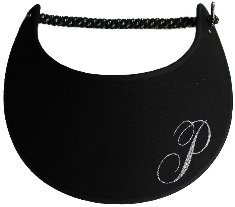 Foam sun visor with a sparkly initial P.