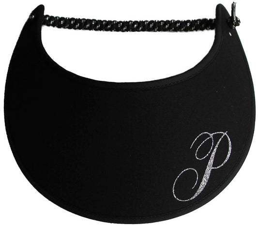 Foam sun visor with a sparkly initial P.