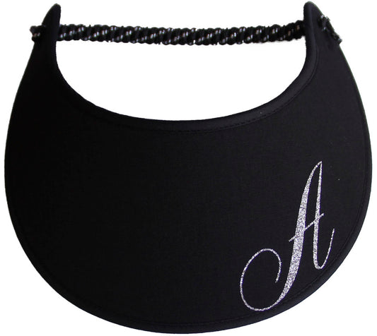 Foam sun visor with a sparkly initial A.