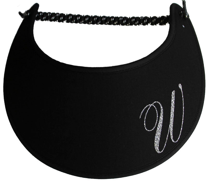 Foam sun visor with a sparkly initial W.