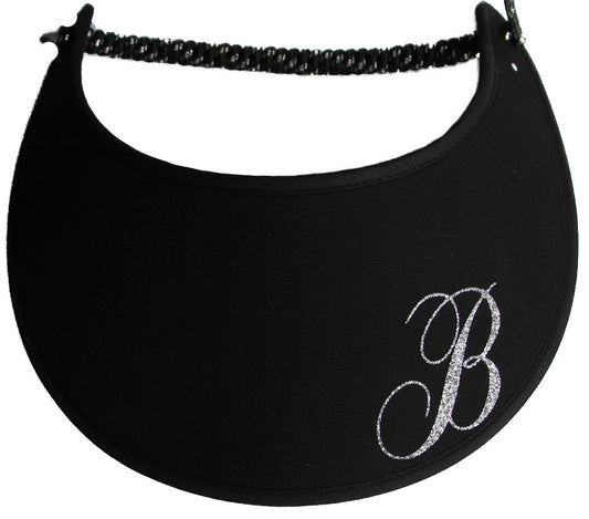 Foam sun visor with a sparkly initial B.