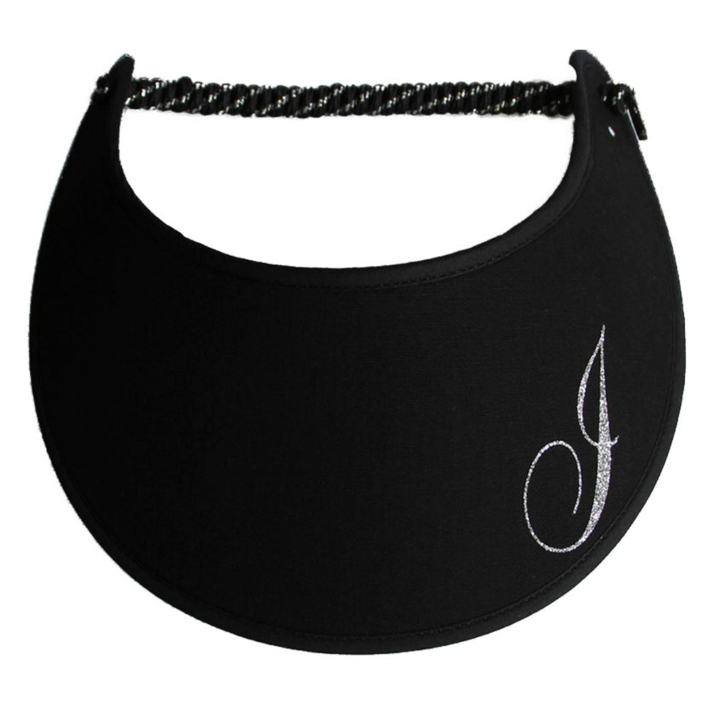 Foam sun visor with a sparkly initial I.