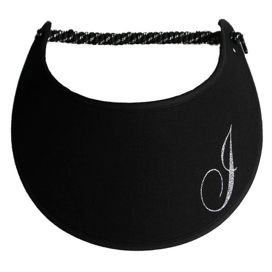 Foam sun visor with a sparkly initial I.
