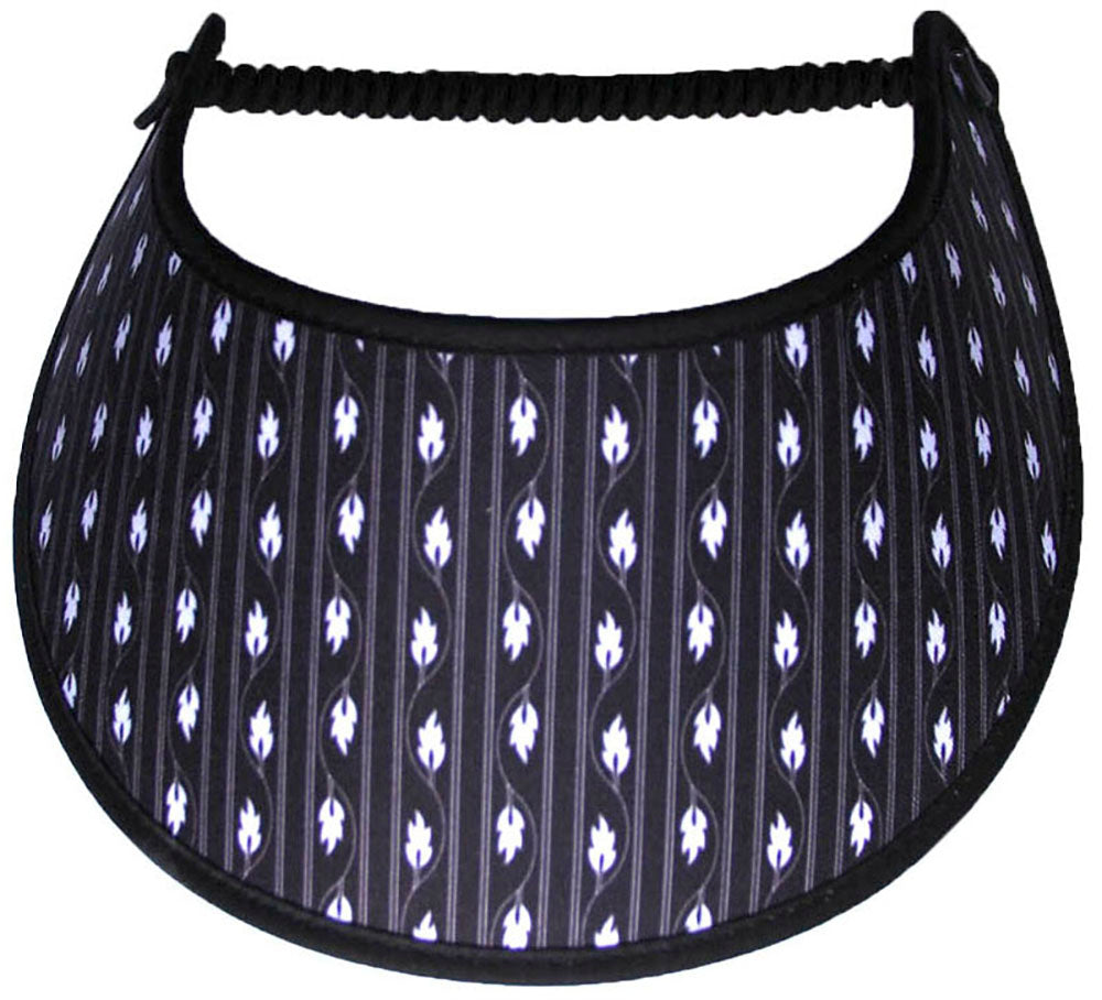 Foam sun visor with white leaves on black