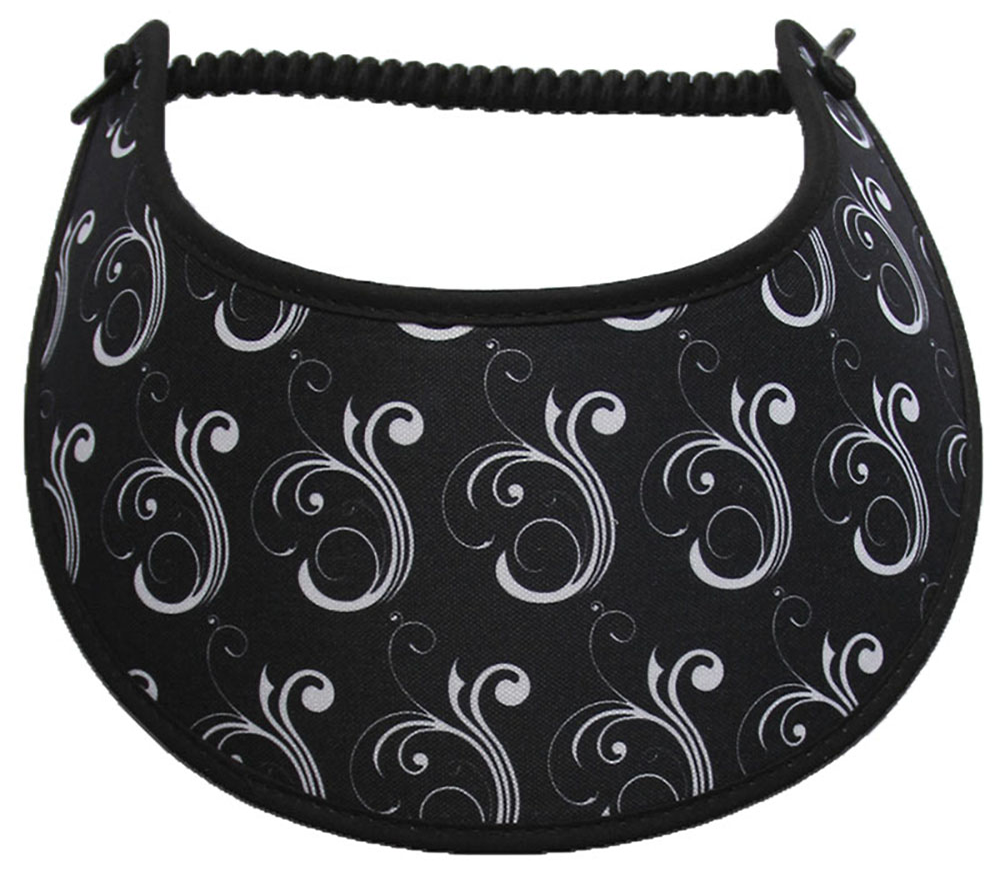 Foam sun visor with white flourish on black
