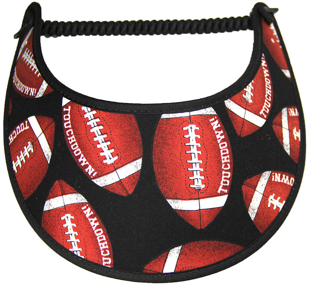 Ladies sun visor with footballs on black