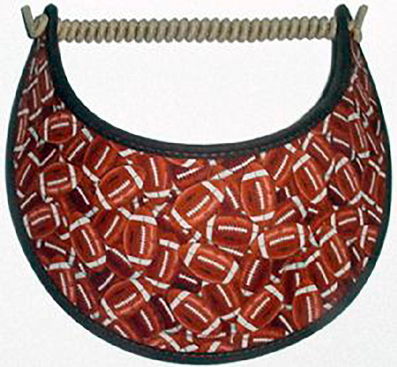 Ladies sun visor with small brown footballs