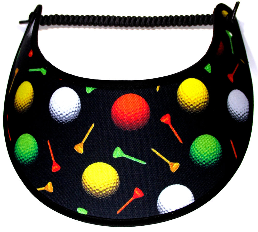 Foam sun visor with golf accessories on green