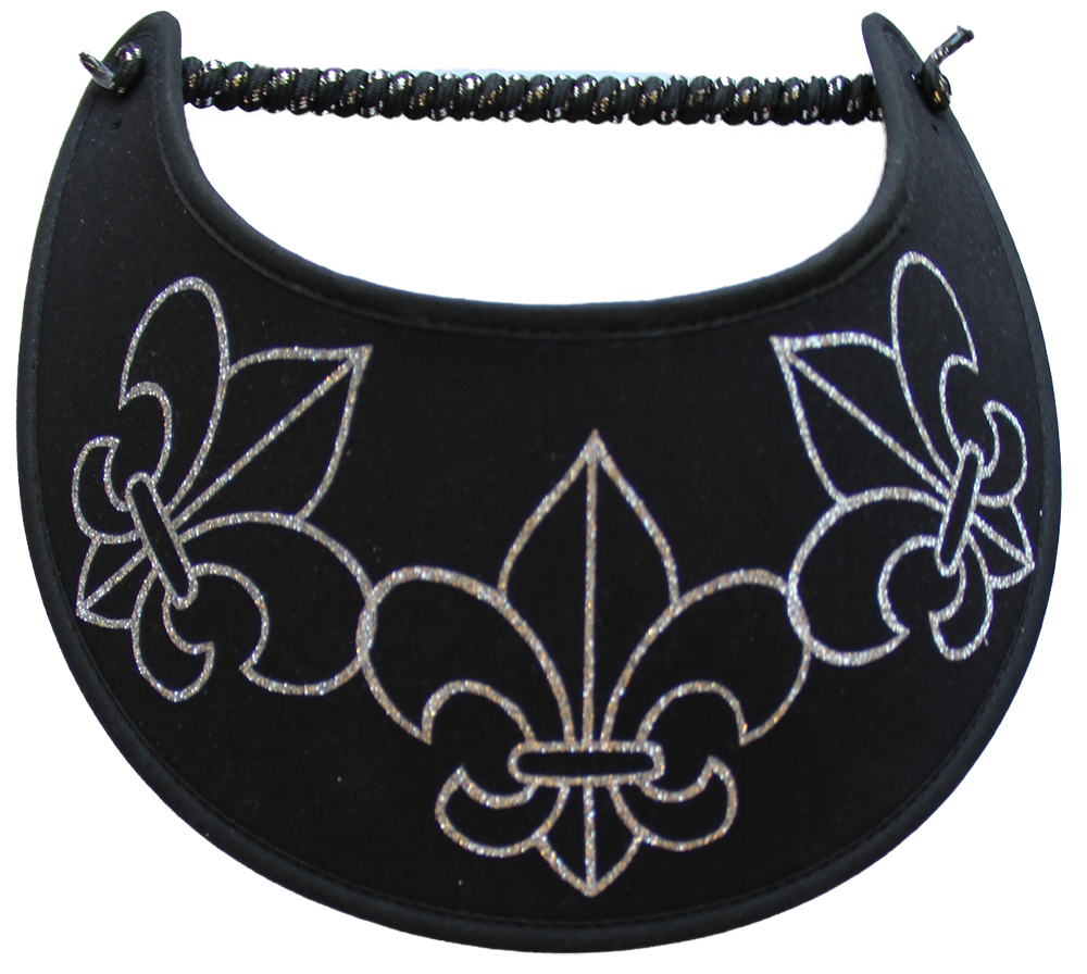 SUN VISOR WITH WITH FLEUR-DE-LIS IN SILVER ON BLACK