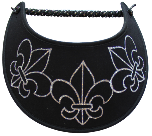 SUN VISOR WITH WITH FLEUR-DE-LIS IN SILVER ON BLACK