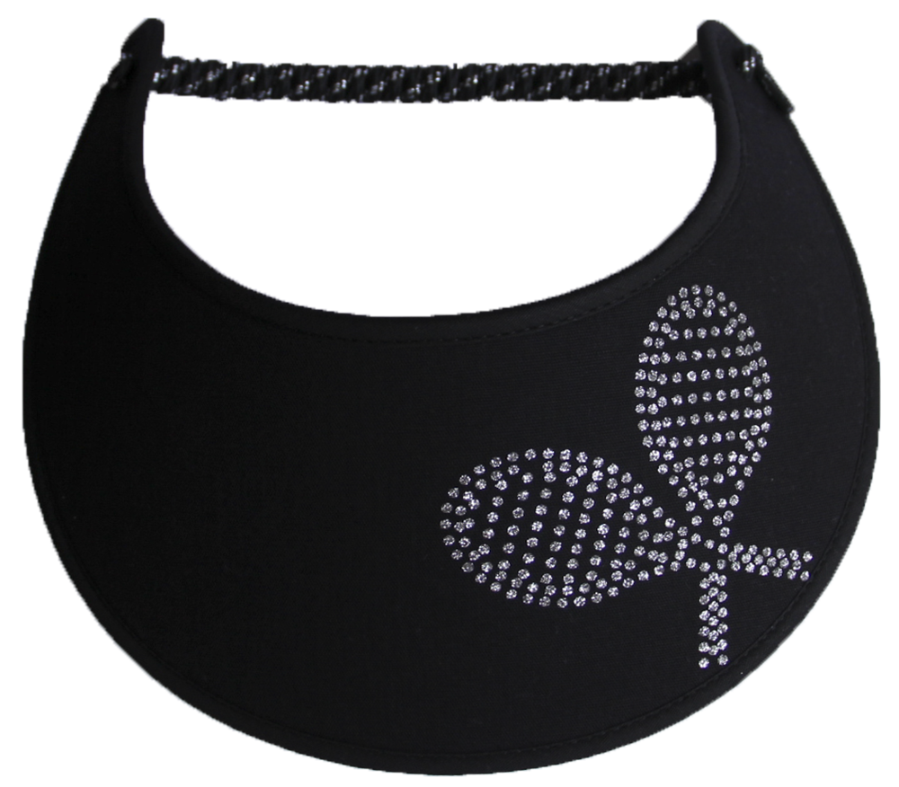 Foam Sun Visor with silver tennis racquets on black