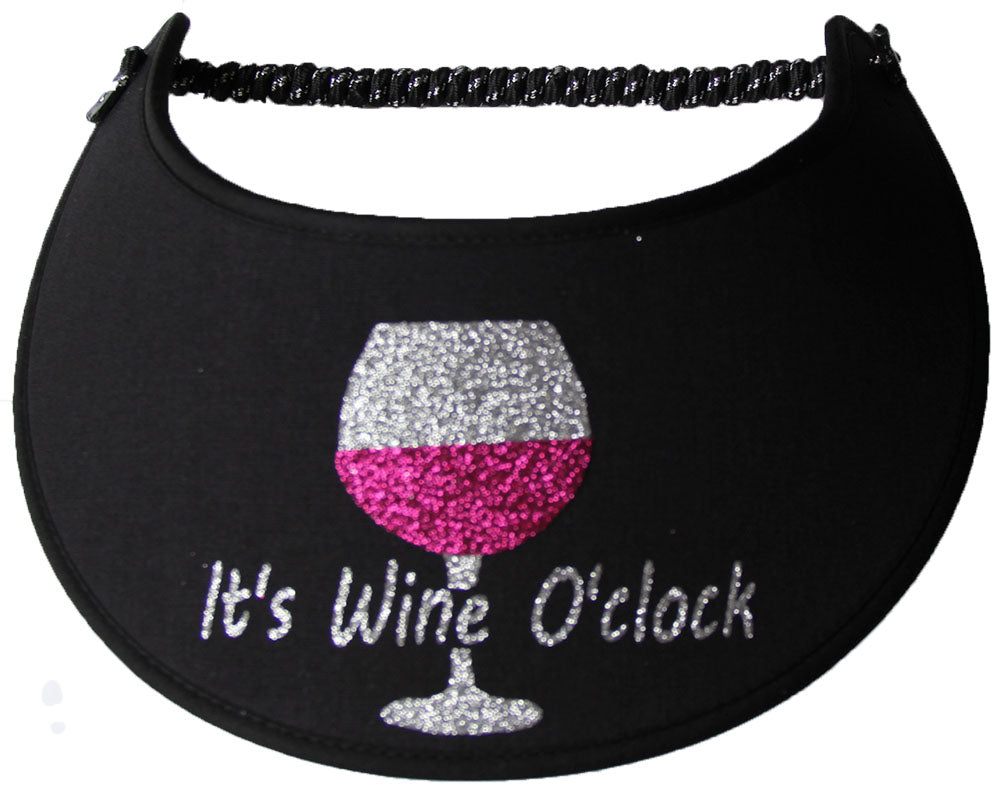 Wine O’clock in Bling on Black Sun Visor Sun Visor