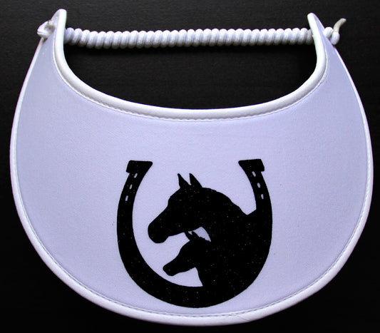 Foam sun visor with horseshoe and horses