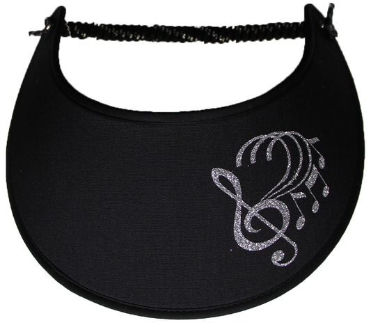 Music Notes in Silver Glitz on Back Sun Visor