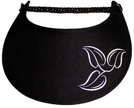 Foam sun visor with silver leaves on black