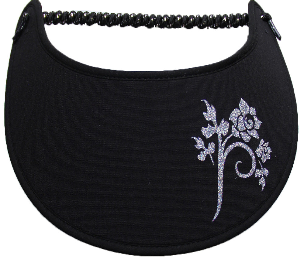 Ladies foam sun visor with multicolored glitz rose
