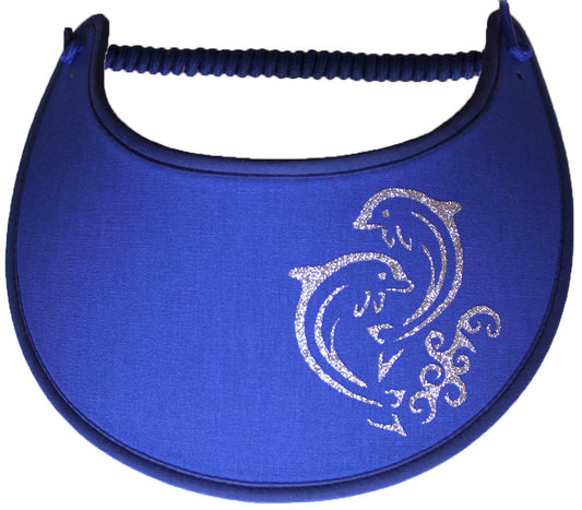 Foam sun visor with silver dolphins playing