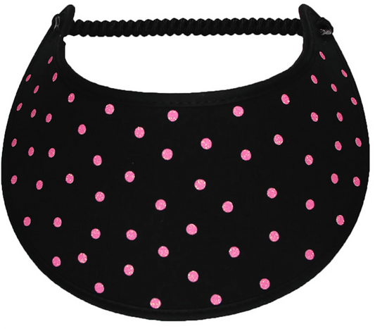 Foam sun visor with pink glitzy dots
