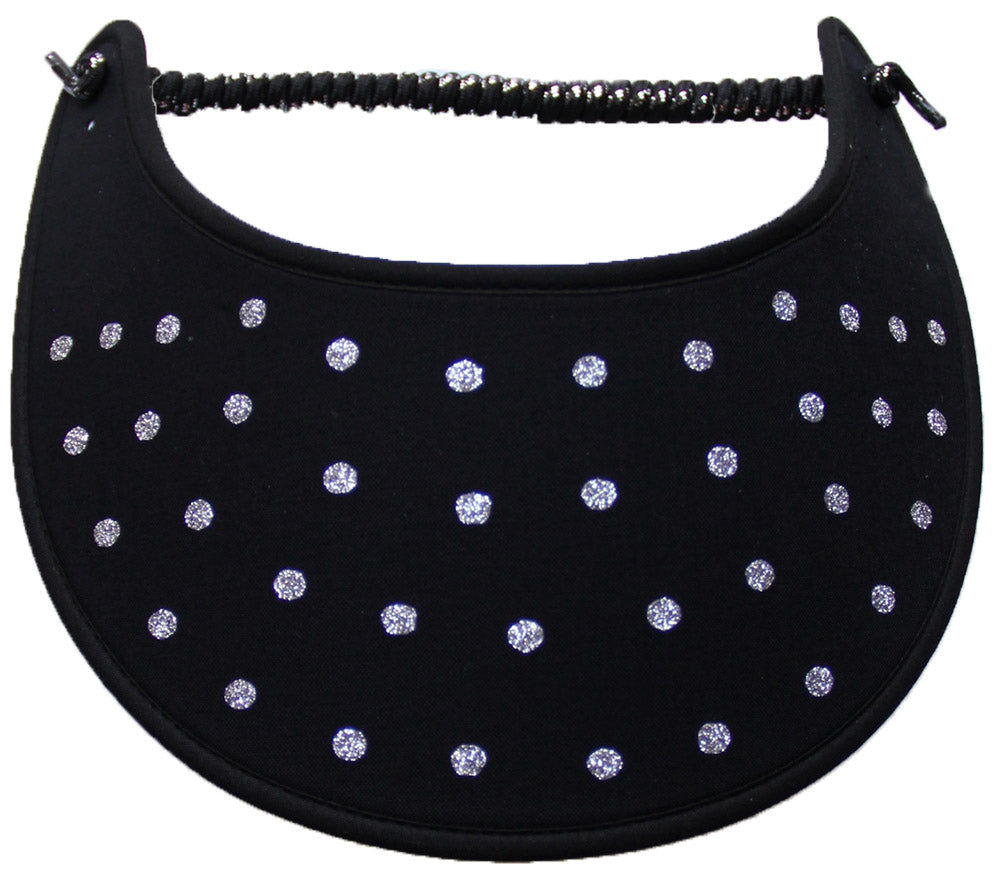 Dots of Silver Glitz on a Black Sun Visor