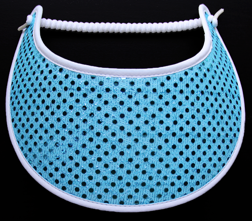 Foam sun visor with aqua glitz