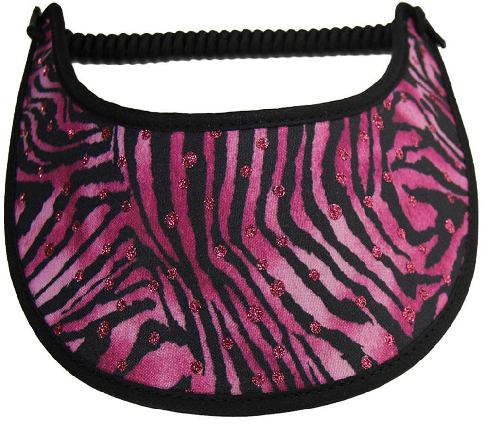Foam sun visor with zebra on pink with pink glitz dots