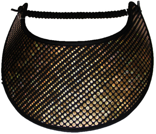 Ladies sun visor gold glitz dots on black