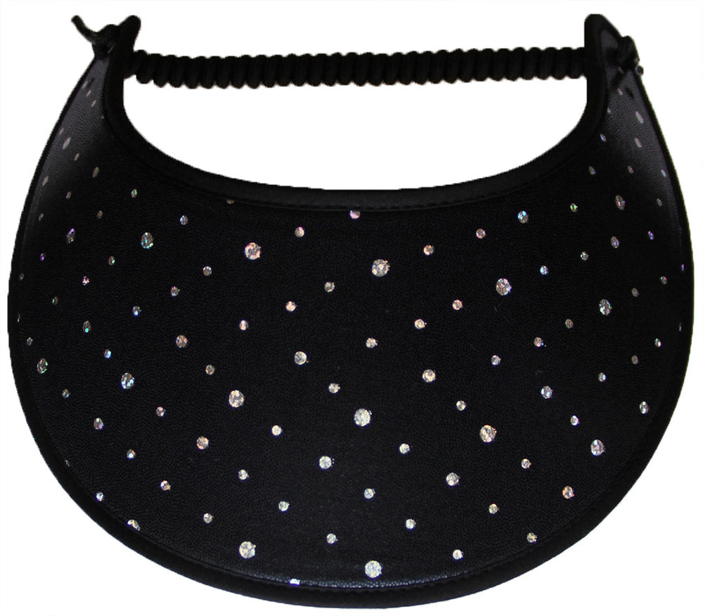 Ladies sun visor with silver glitz dots on black