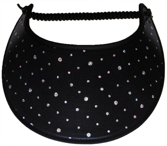 Ladies sun visor with silver glitz dots on black