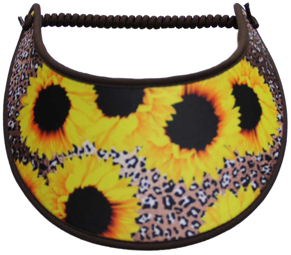 SUNFLOWERS ON CHEETAH DESIGN...EDGES TRIMMED WITH BROWN FABRIC