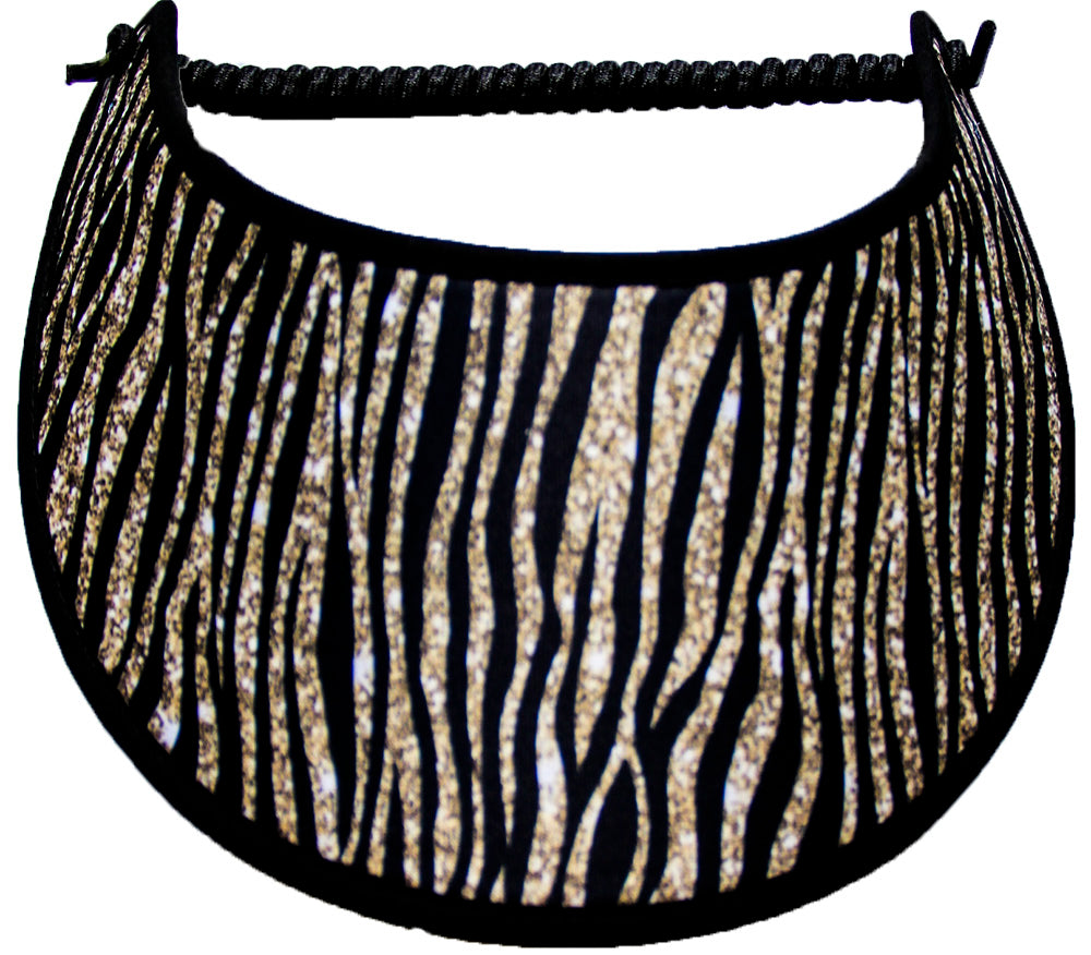 FOAM SUN VISOR WITH ZEBRA DESIGN IN GOLD COLOR