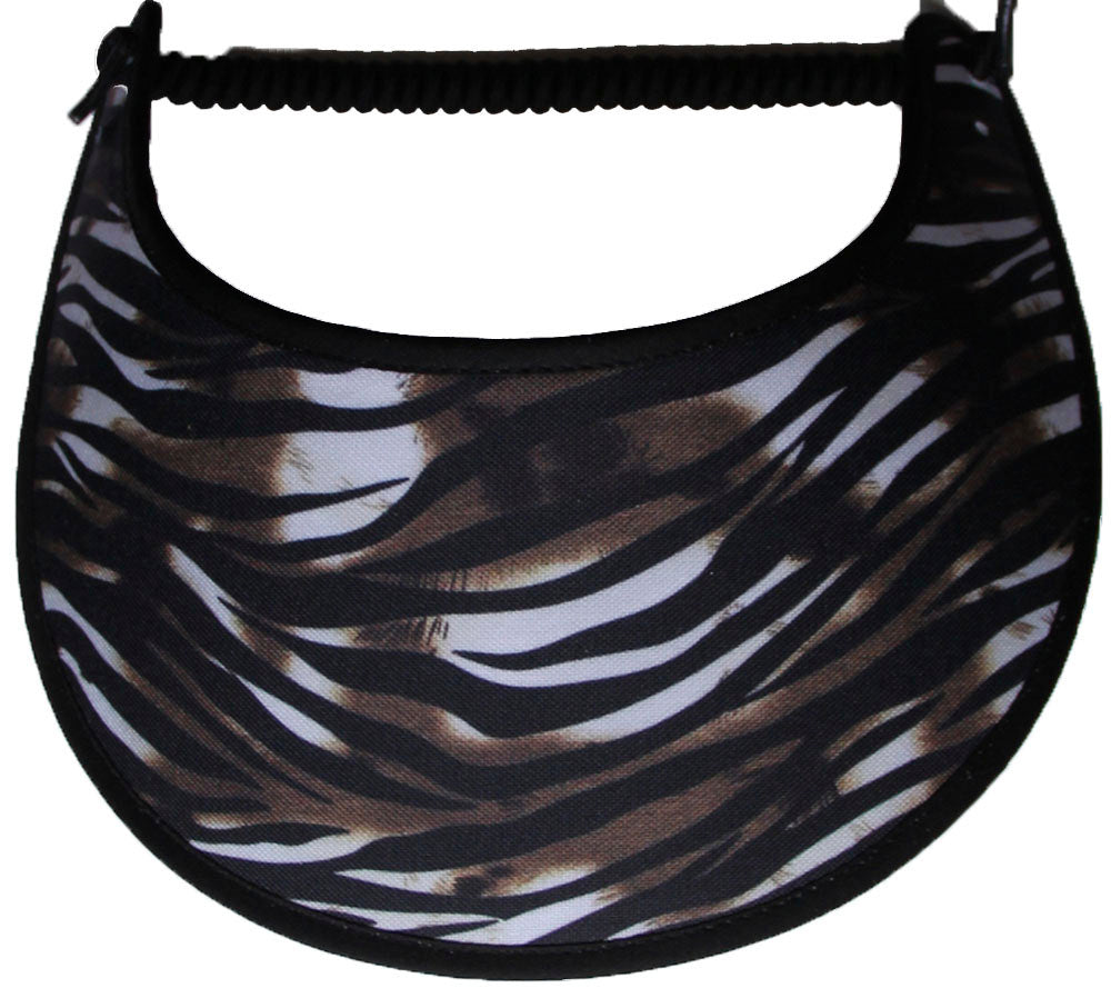 Foam sun visor with black print on white