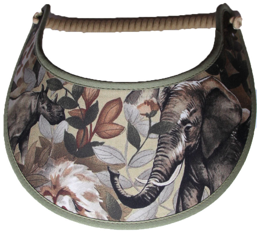 Foam sun visor with elephant and rhino.