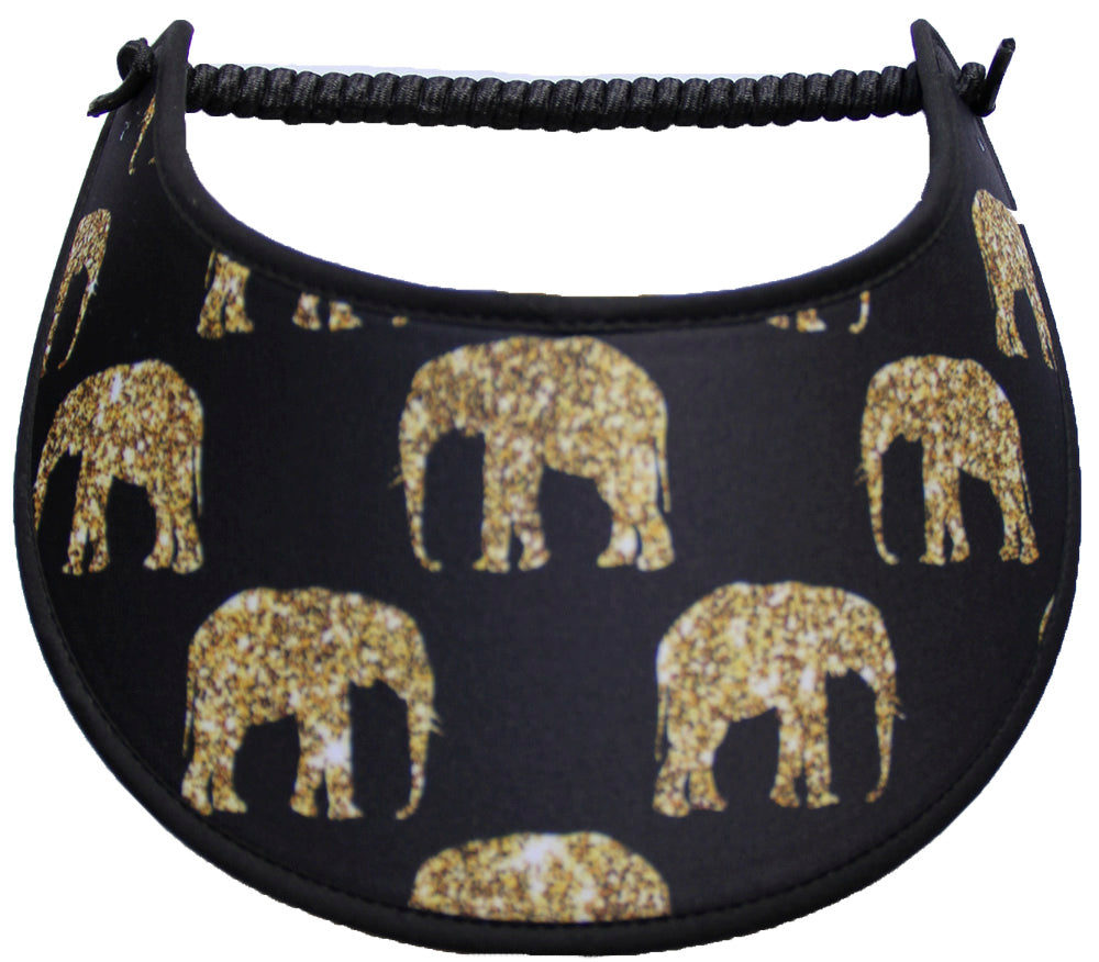 GOLD COLORED ELEPHANTS ON BLACK