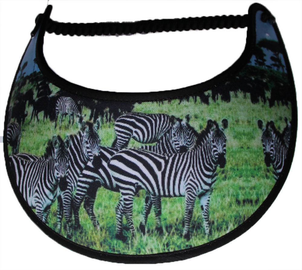 Foam sun visors with grazing zebras.