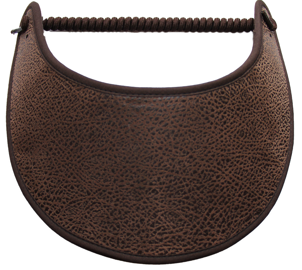 LEATHER LIKE FABRIC IN BROWN...EDGES TRIMMED WITH BROWN FABRIC
