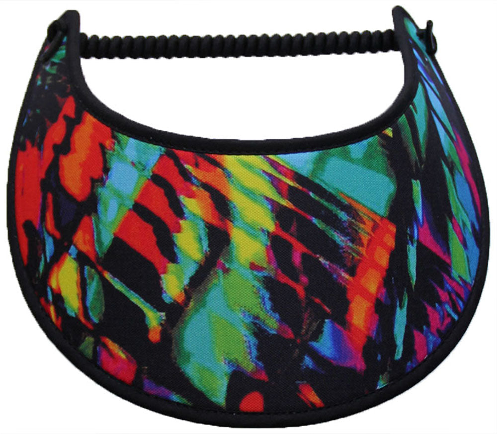 Bright abstract design in colors of aqua, yellow, red & black.