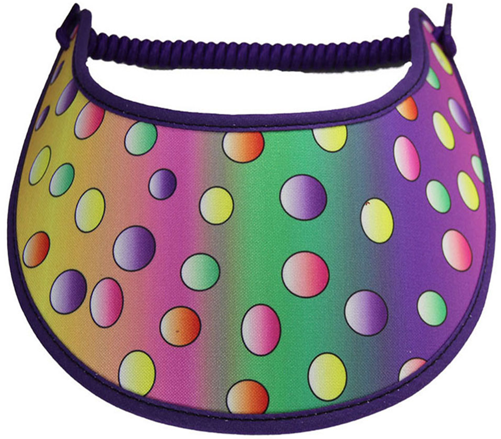 Foam sun visor with multicolored dots on gradient background