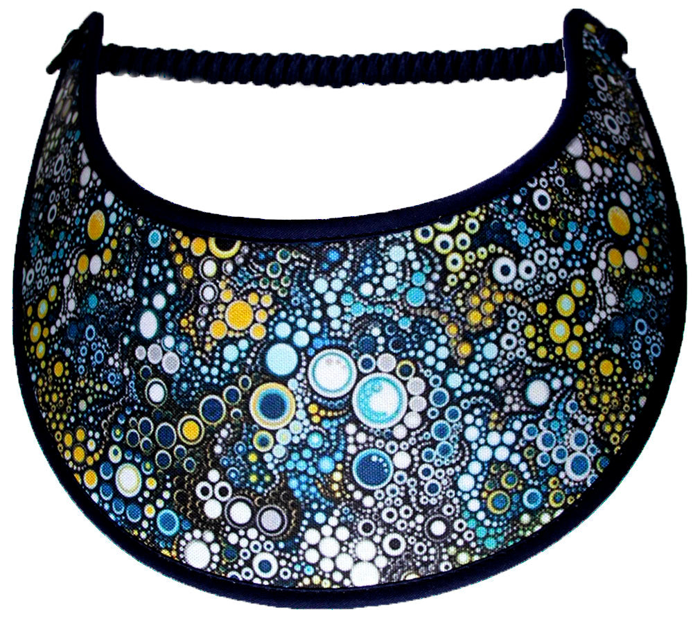 Foam sun visor with bubbles on blue