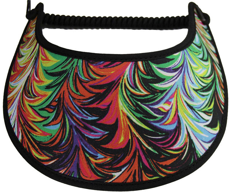 Abstract design in green, red & purple.