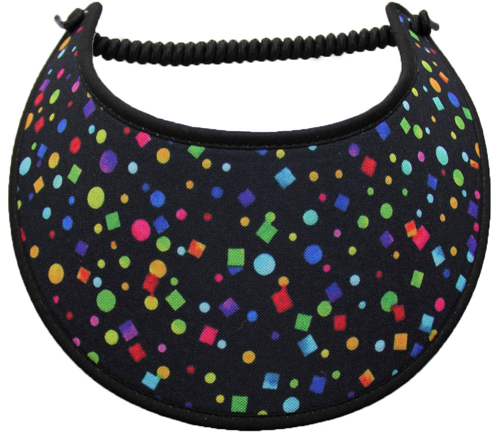 Foam sun visor with assorted shapes of color 0n black