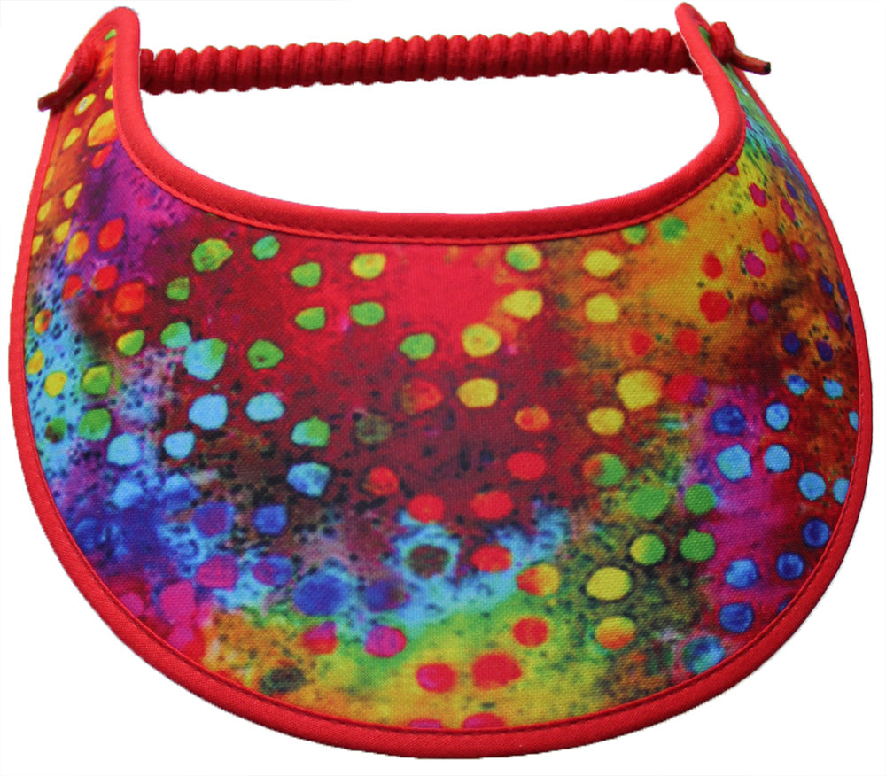 Ladies sun visor in red with assorted accent colors