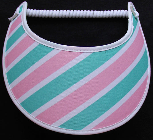 Foam sun visor with pastel stripes.