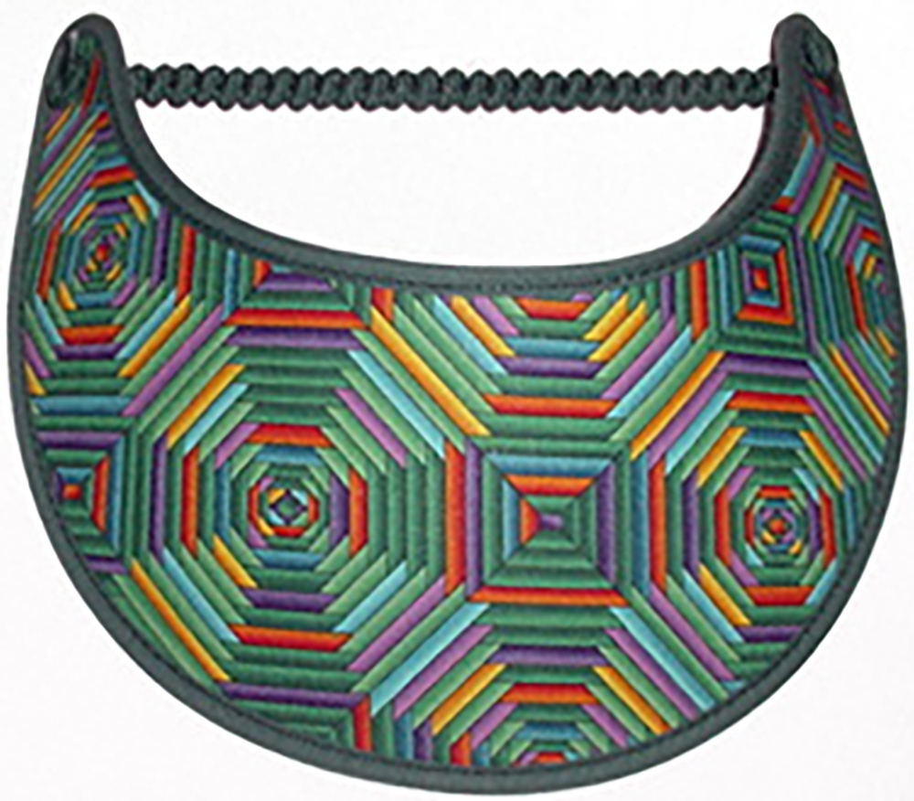 Foam sun visor with geometrics red, green & yellow