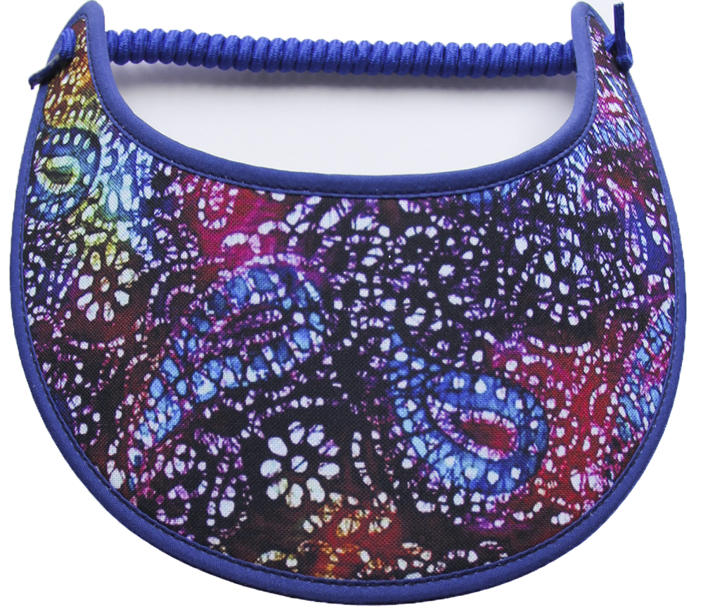 Foam sun visor paisleys in shades of blue & pink: